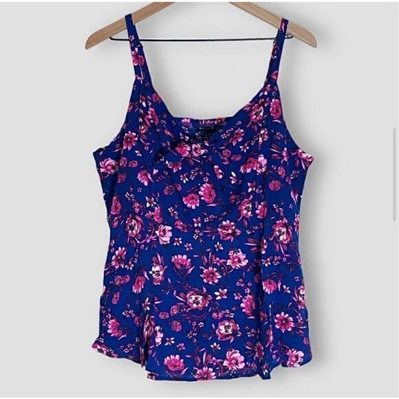 Torrid Blue & Pink Floral Peplum Eyelet Gauzy Tank Cami Sz 3X - Picture 6 of 15